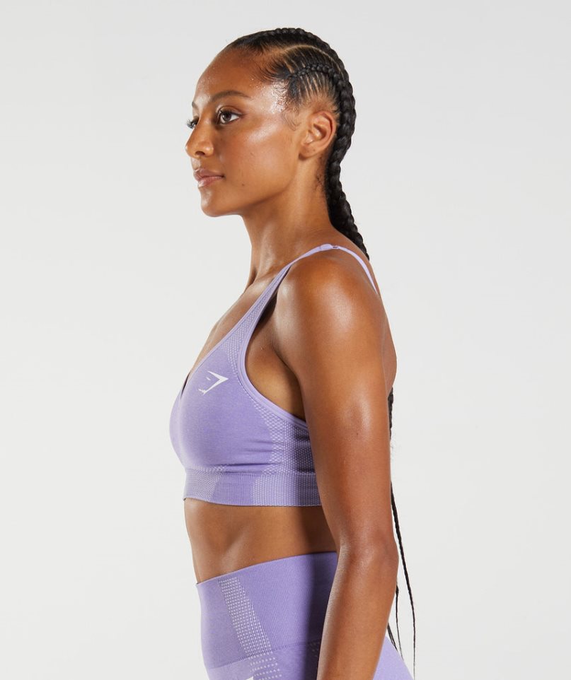 Women's Gymshark Vital Seamless 2.0 V Neck Sports Bra Purple | CA 307N16